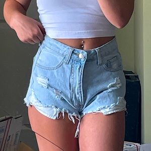 Ripped denim shorts